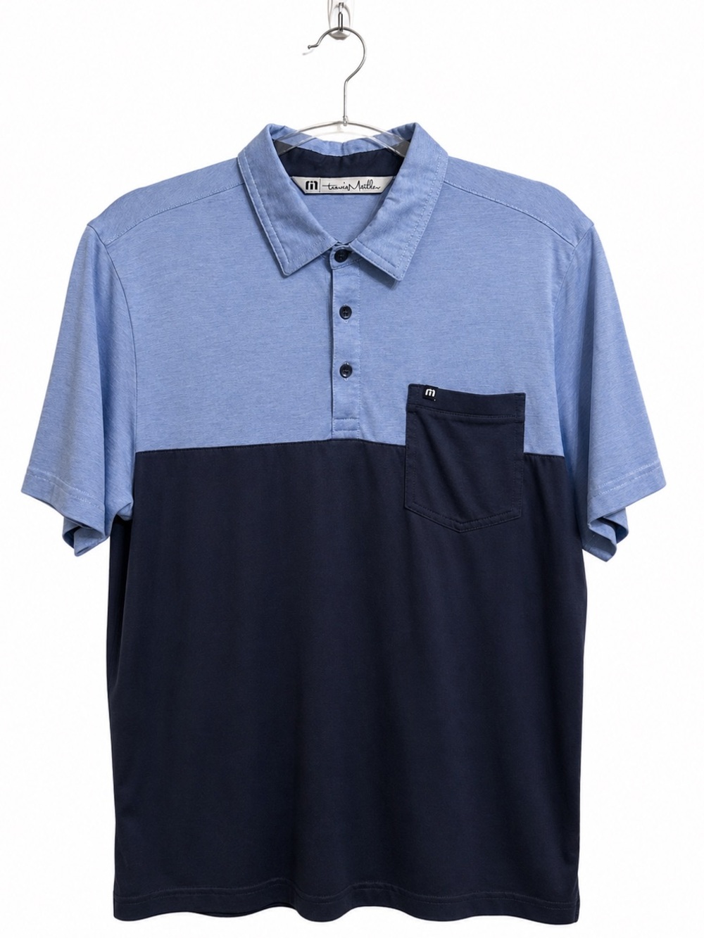 Travis Mathew Two-Tone Blue Performance Polo Shirt